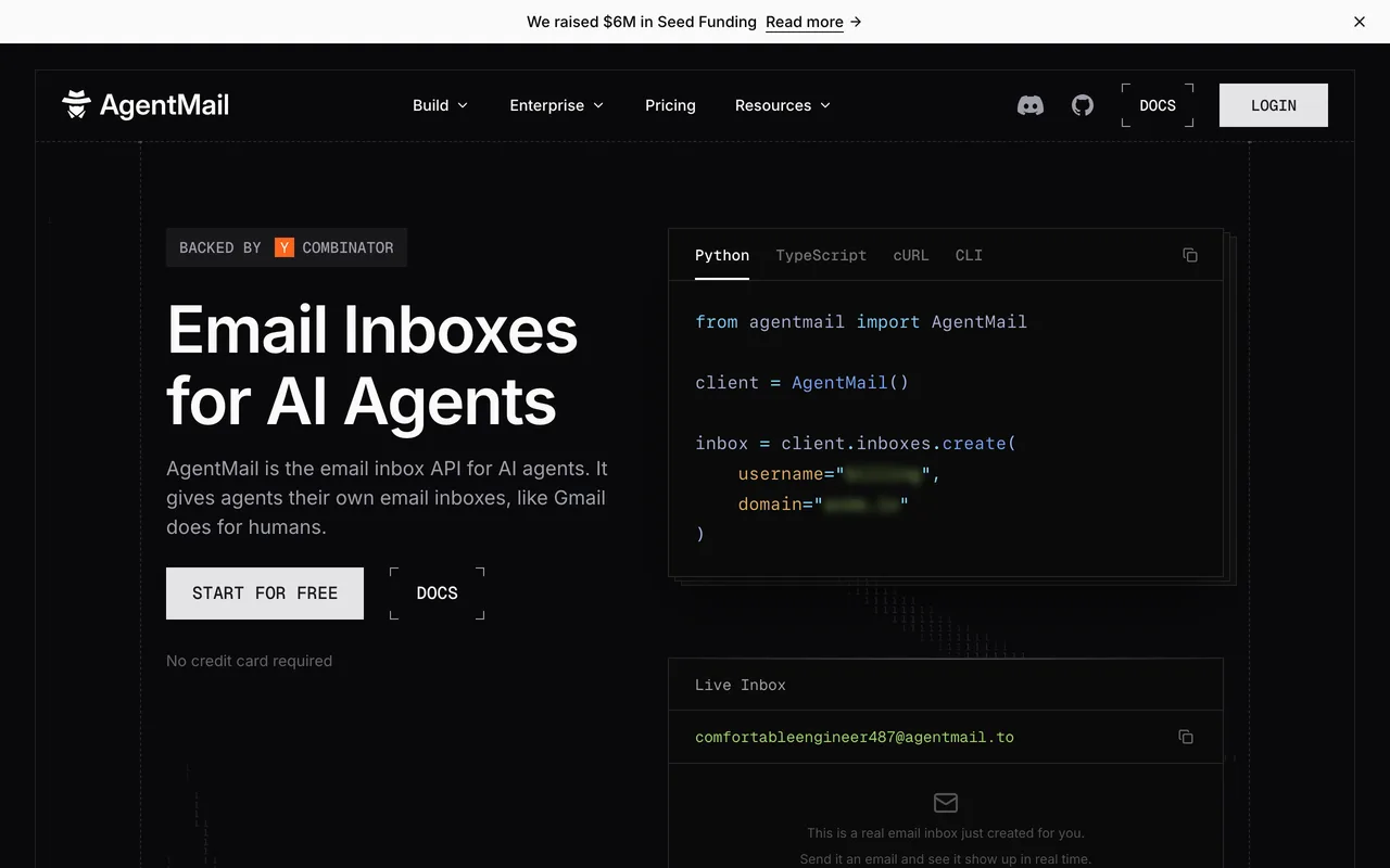 AgentMail | Email Inbox API for AI Agents preview