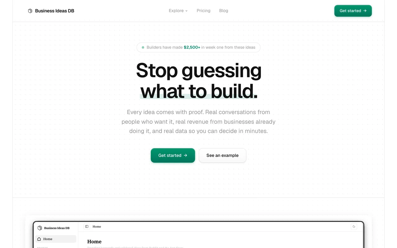 Business Ideas DB preview
