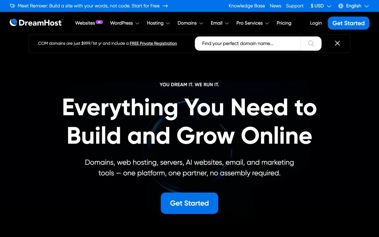 DreamHost preview