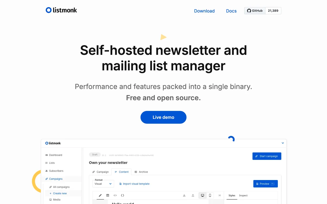 Listmonk preview