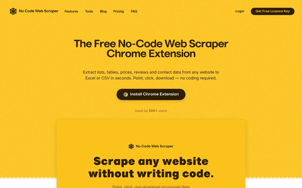 No Code Web Scraper preview