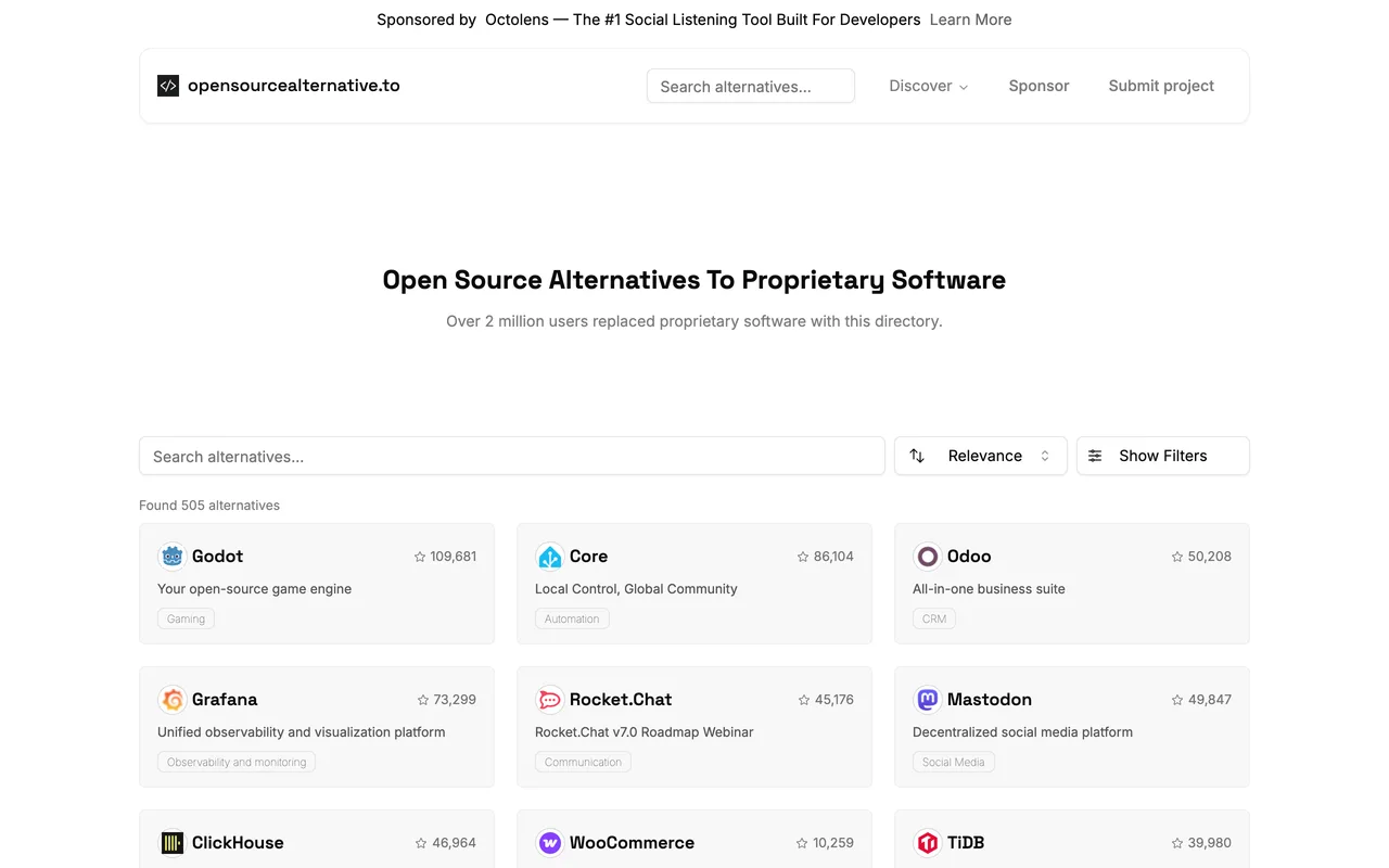Open Source Alternative preview