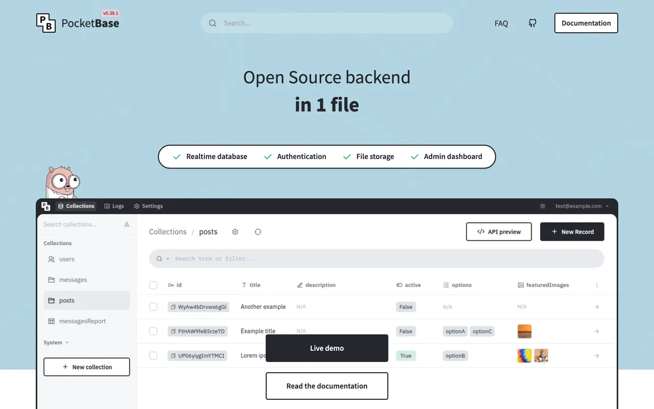 PocketBase preview