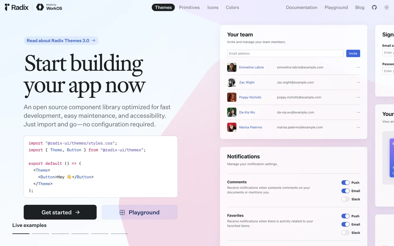 Radix UI preview