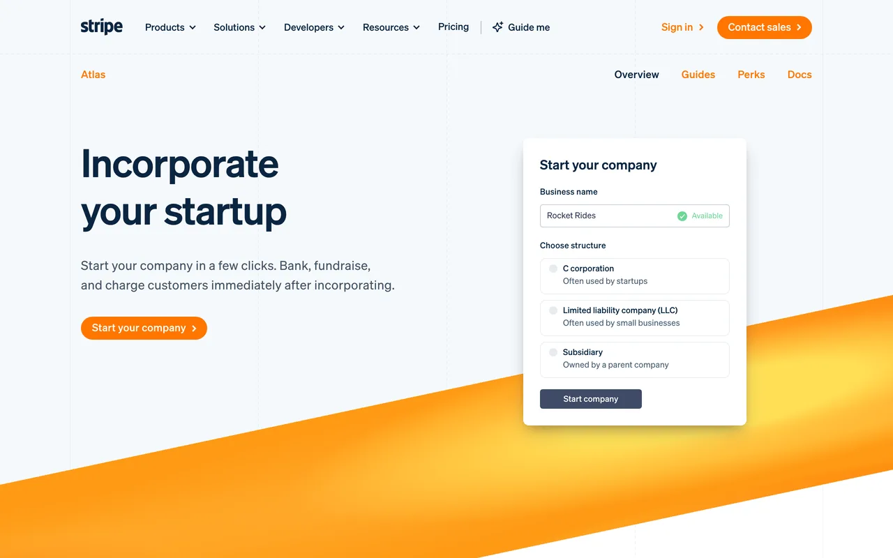 Stripe Atlas preview