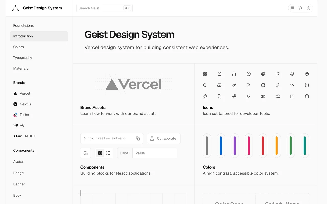 Vercel Geist preview