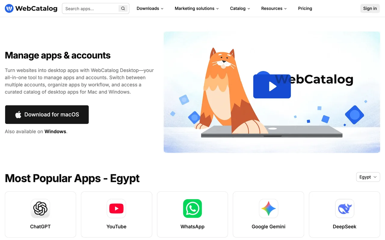 WebCatalog Desktop preview